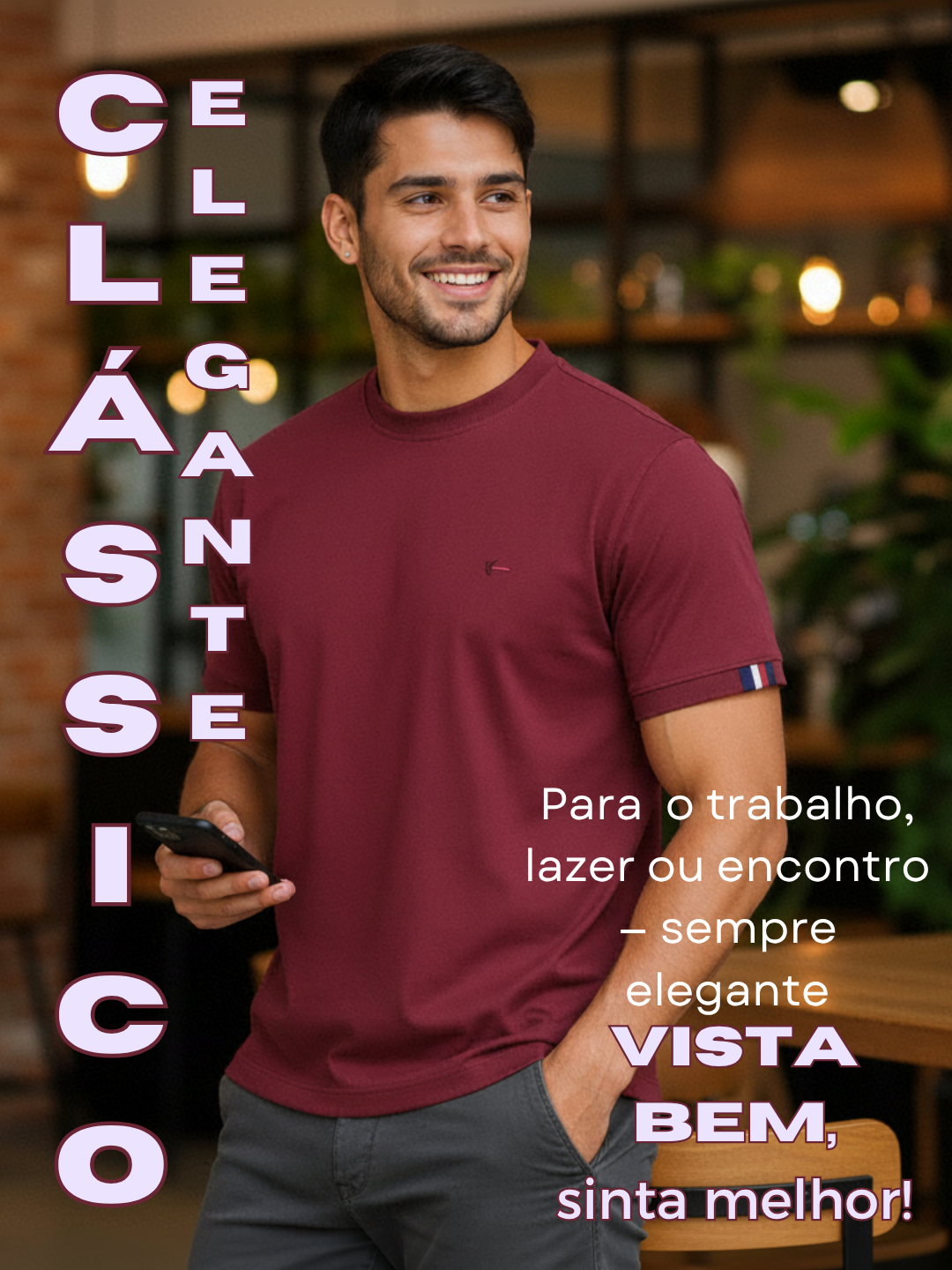 Camiseta Azul Gola Redonda com Detalhe na Manga - Imagem 5