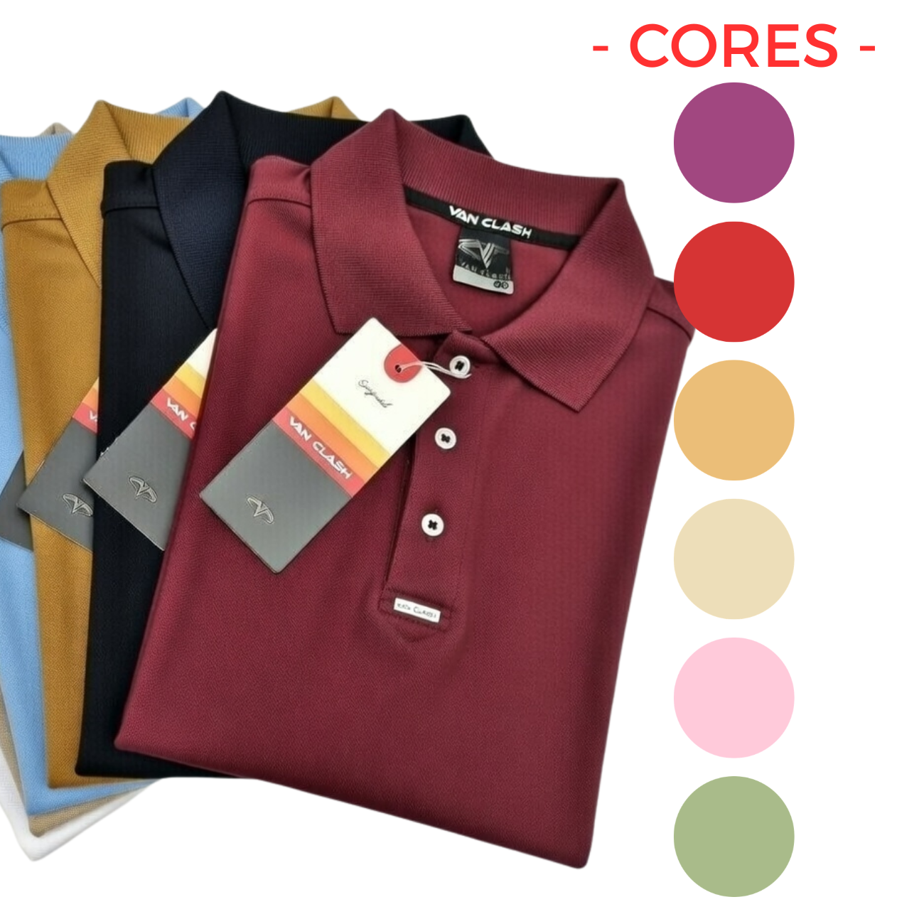 Camiseta Gola Polo Fita Manga Vermelho Bordô - Imagem 8