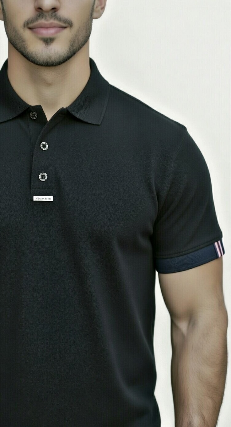 Camiseta Gola Polo Black C/ Detalhe Manga - Imagem 2