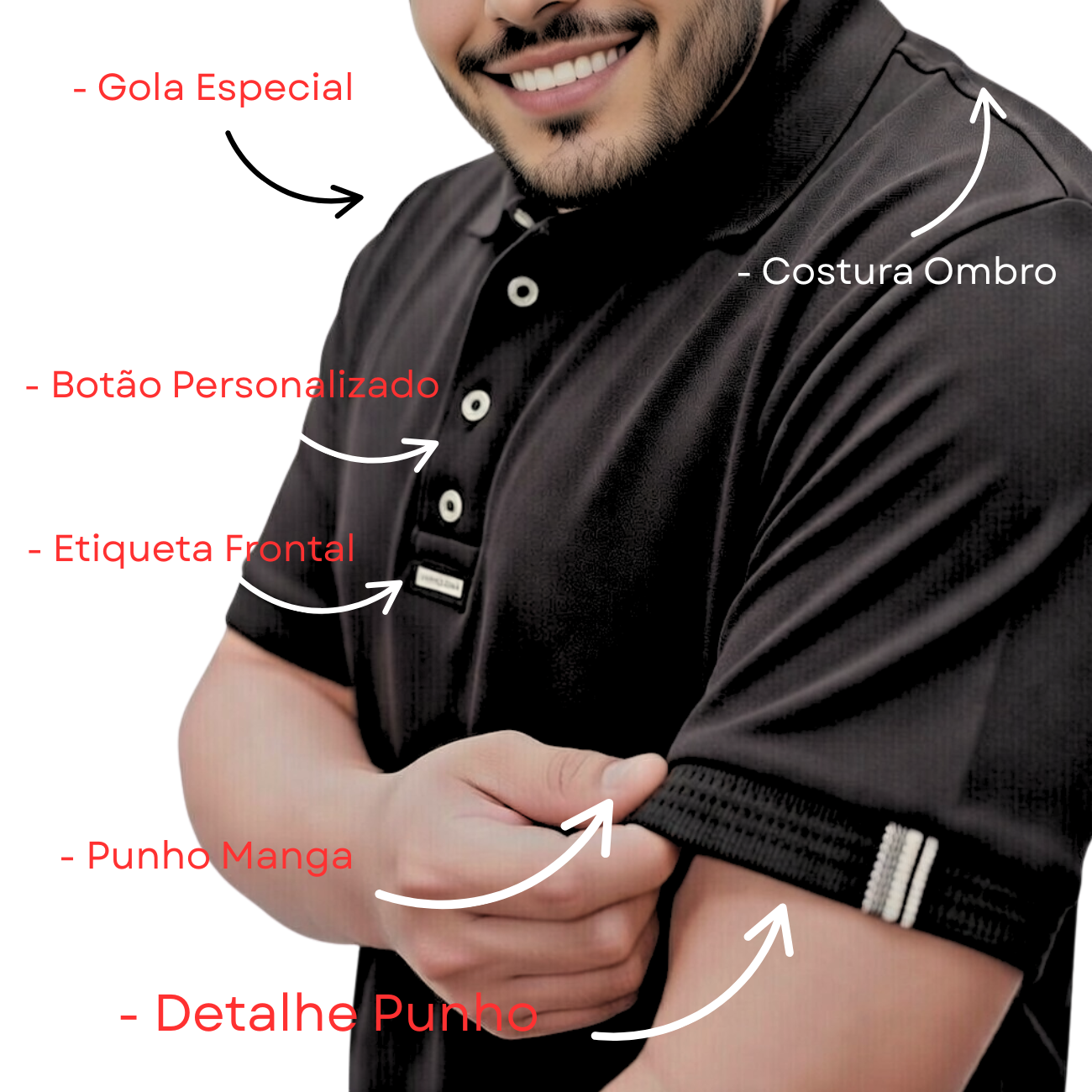 Camiseta Gola Polo Black C/ Detalhe Manga